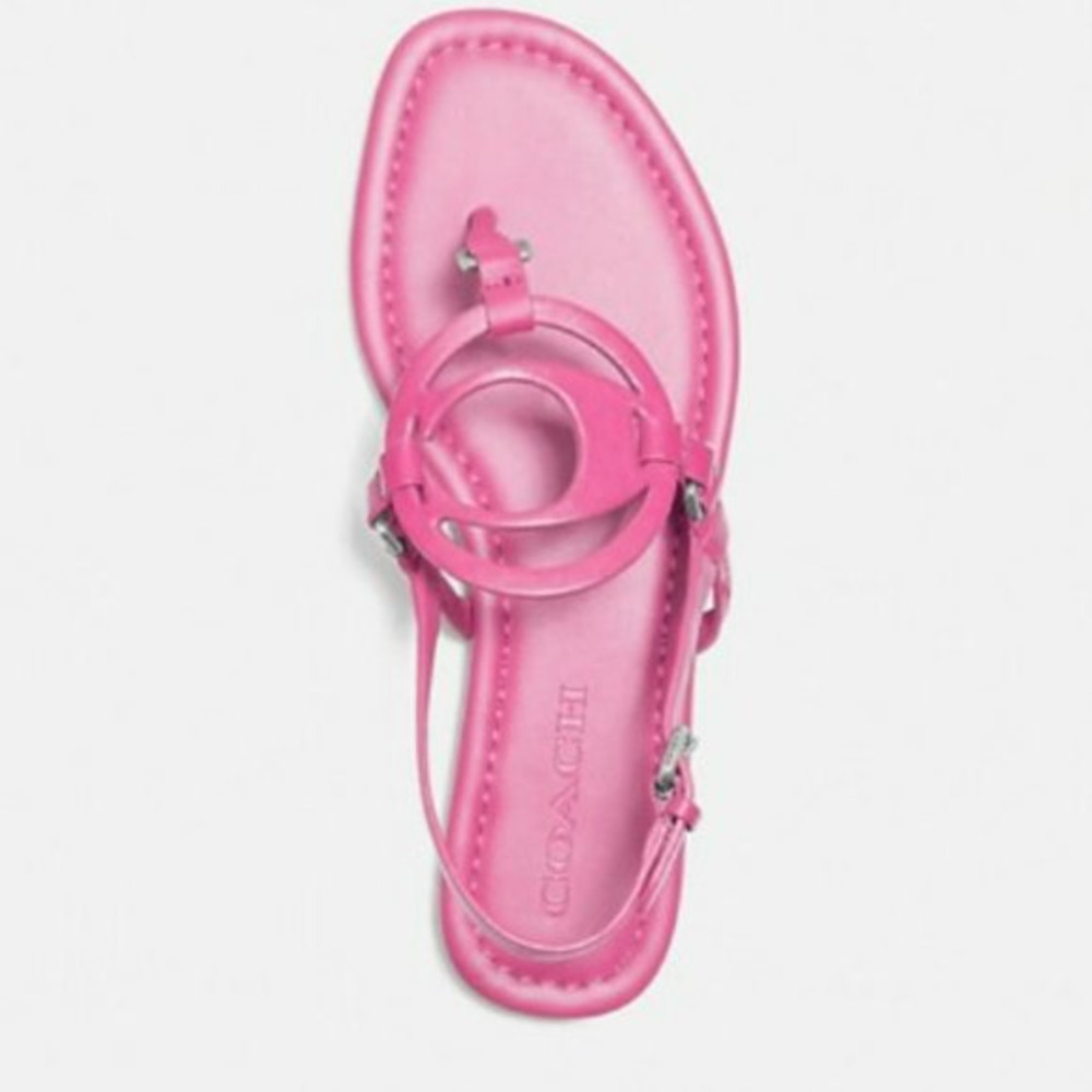 COACH Jeri Hot Pink Leather Thong Slip-on Summer‎ Casual Sandals Size 8.5